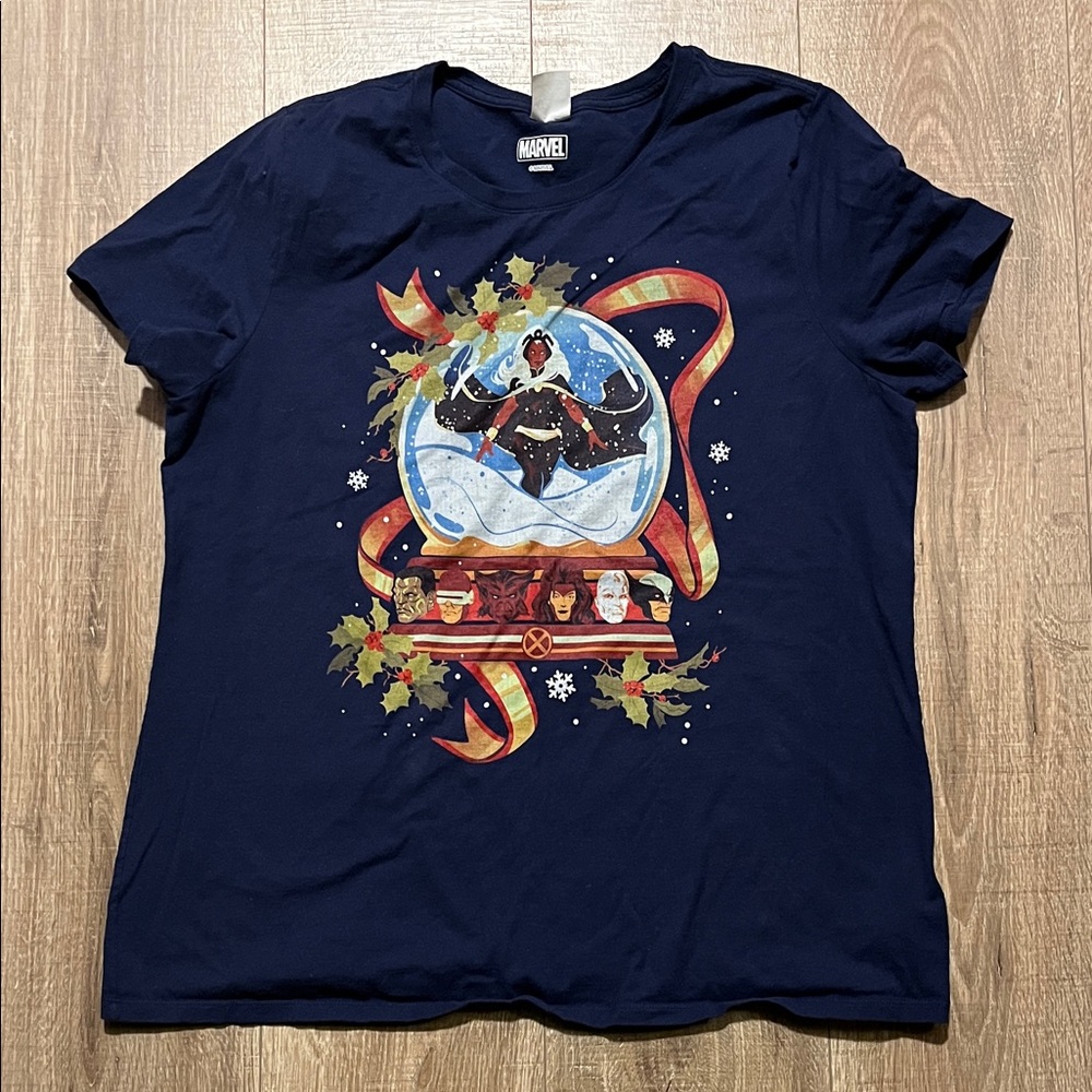 Women’s Marvel X-Men Dark Blue Holiday Graphic Tee Size XL